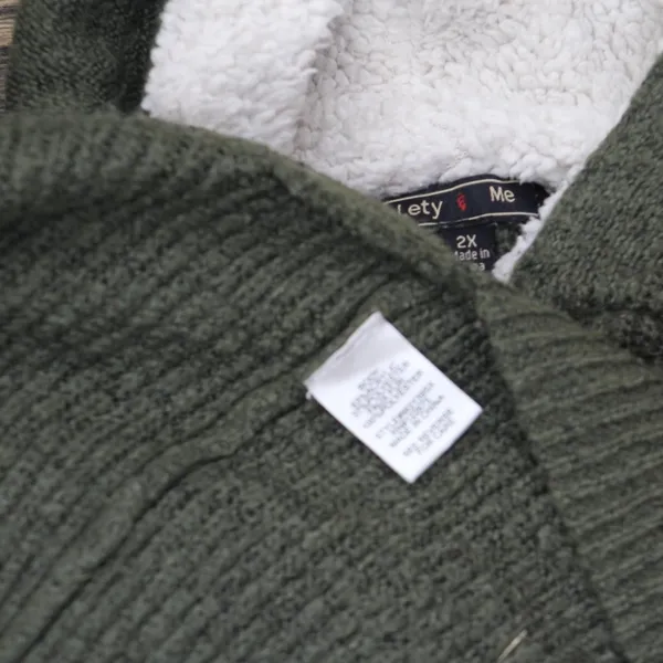 Lety & Me Womens Plus Size Sherpa Pullover Sweater Hooded Green 2X - Image 4