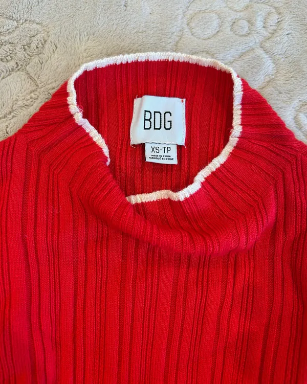 BDG Red Open Back Long sleeve Top - Image 3