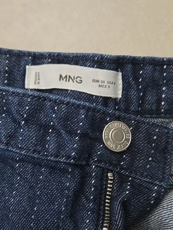 Mango Stripe Mini Denim Skirt In Dark Blue Size 6 - Image 7