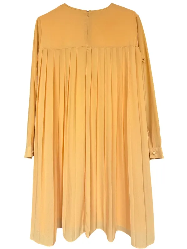 Rachel Parcell Yellow‎ Gold Pleated Long Sleeve Dress Sz M - Image 4