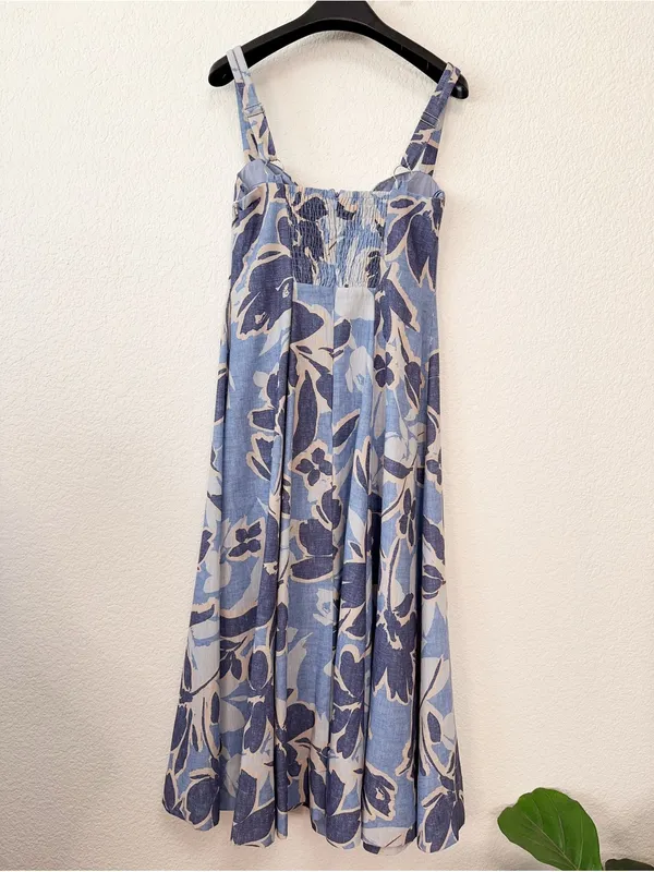 Moon River Spaghetti Strap Midi Dress Blue Multi Small - Image 13