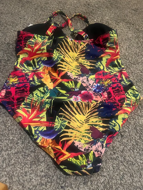 next Neon Tropical Print One Piece Swimsuit in Pink, Yellow, Green, Blue - Image 7