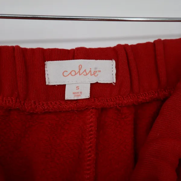 Colsie Sweatpants Womens S Red Fleece Lined Tapered Joggers Excellent - Image 2