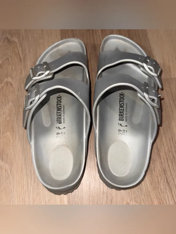 Birkenstock Arizona EVA Sandals in Metallic Silver - Size 39 (8-8.5) - Image 4