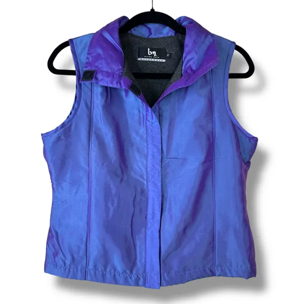 Blanc Noir BN Iridescent Purple Y2K Fleece Sleeveless Collar Swish Vest Medium - Image 2