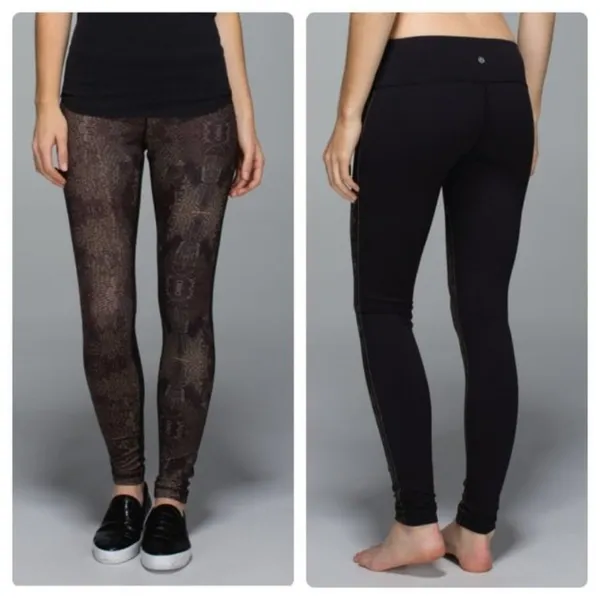 Lululemon Wunder Under Leggings Golden Goddess Cashew Brown Print - Image 2
