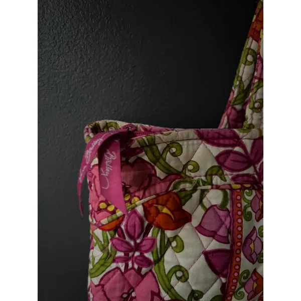Vera Bradley Quilted Pink and Green Floral Tote Bag - Image 9