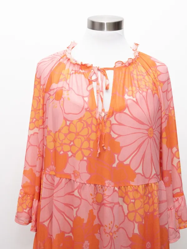 Show Me Your Mumu -‎ Viola Floral Mini Dress | Retro Pink & Orange Floral Print - Image 7