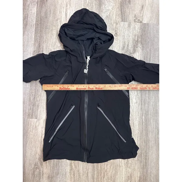 Lululemon‎ Make It Rain Running Jacket Black Hooded Zip Windbreaker Size 4 - Image 6