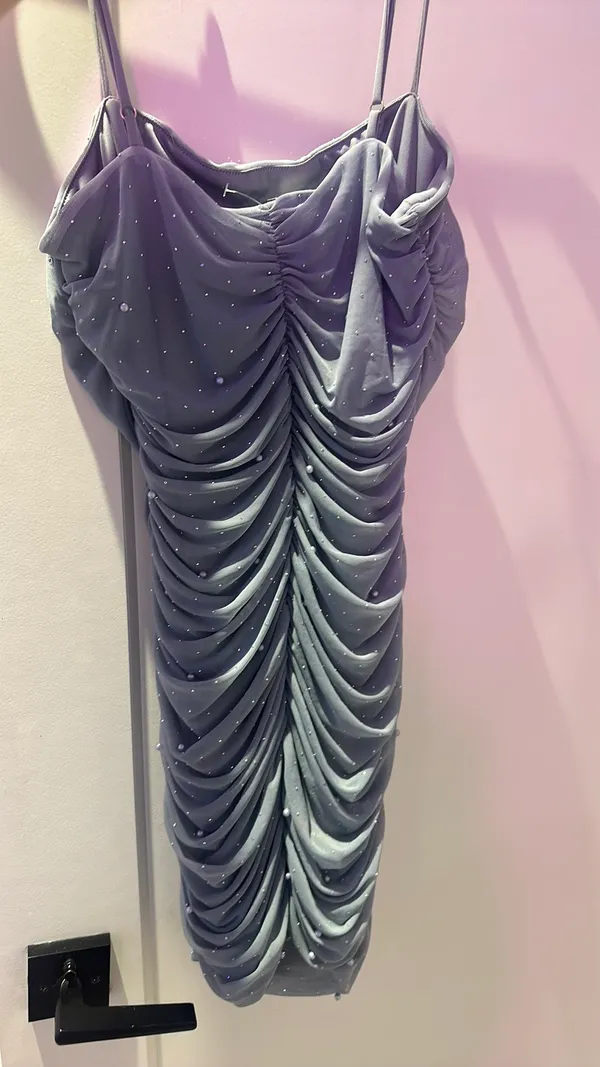 Lovely Day Grey pearl + sparkle short dress - Image 3