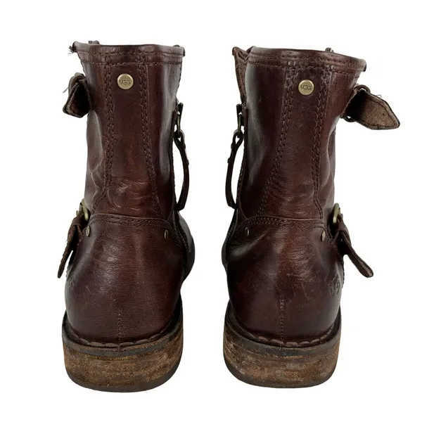 UGG Fabrizia Buckle Biker Boots Ankle Boots 7.5 Dark Brown 1001661 - Image 11