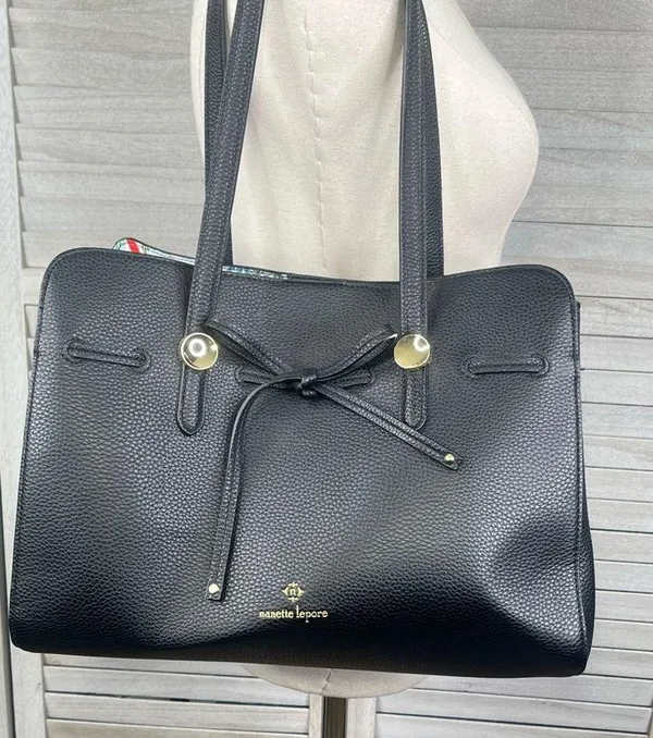 NANETTE LEPORE Arabelle Black Satchel Shoulder Bag - Image 2
