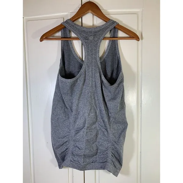 Athleta Fastest Track Medium‎ Seamless Ruched Tank Top Gray Athleisure - Image 4
