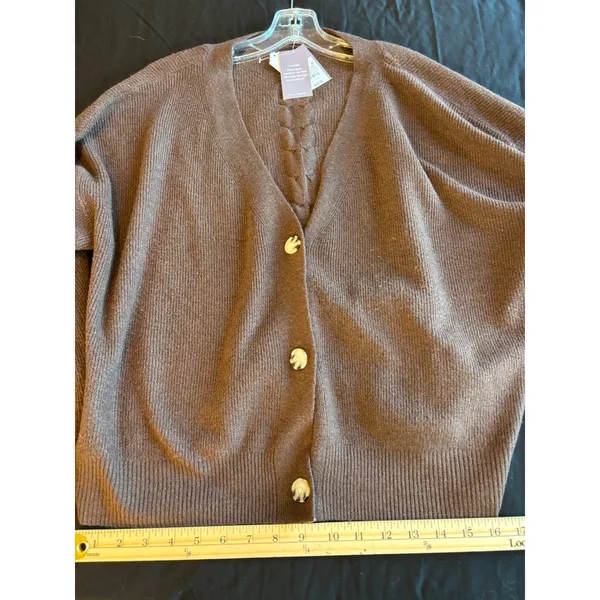 Auden Luxury Collection Brown Ribbed Button Front Cardigan XL NWT - Image 6