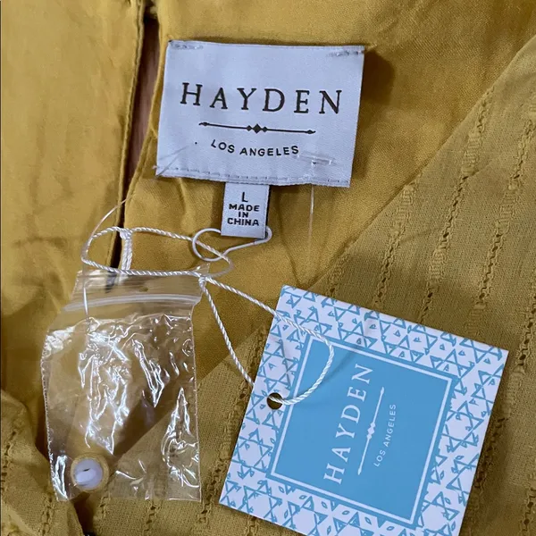 Hayden Mini Dress Womens Large Yellow Ruffle Sleeve Casual Boho Cottagecore NWT - Image 2