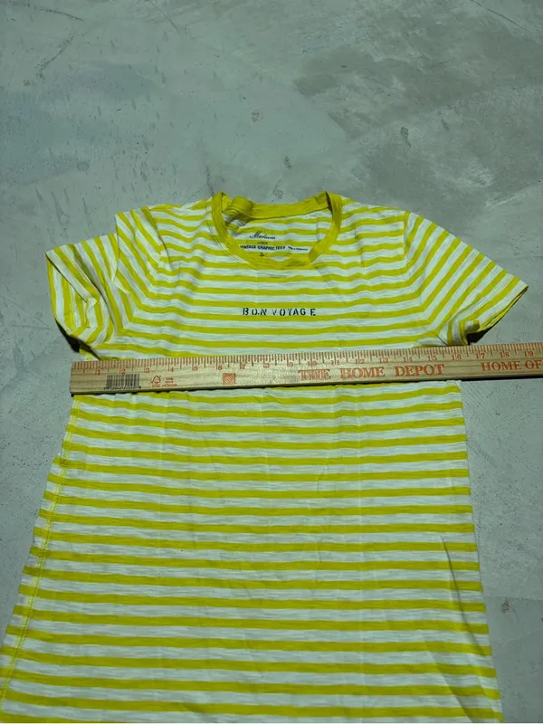 J. Crew vintage graphic tees Yellow Stripe 'Bon Voyage' Tee medium cotton - Image 4