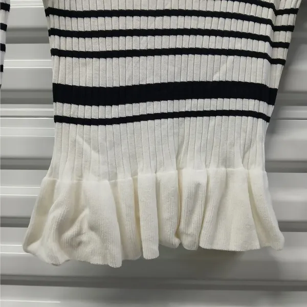French Connection Crew Neck Peplum Sweater Womens Small Long Sleeve Stretch Knit - Image 7