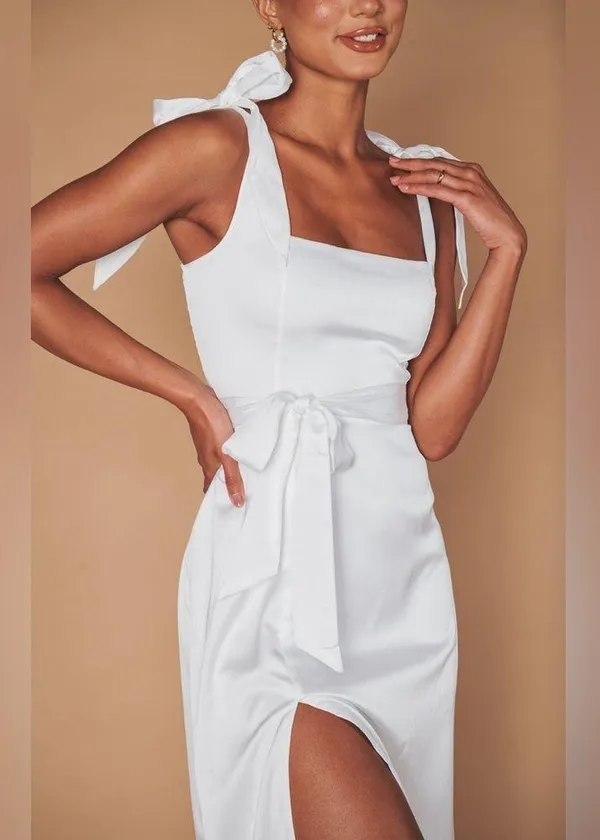 SHOW ME YOUR MUMU Garden Midi Dress In Ivory Luxe Satin - Image 5