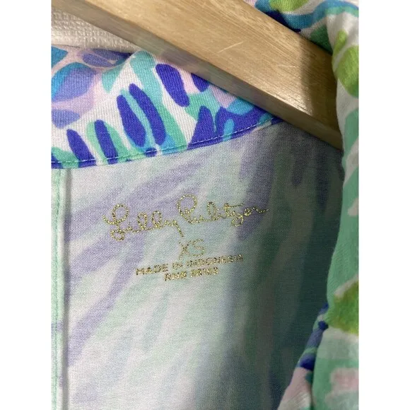 Lilly Pulitzer Women UPF 50 Shift Dress Sz XS Floral Blue‎ Green Pink Resort - Image 6