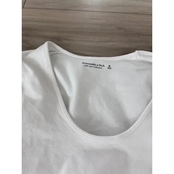Abercrombie & Fitch Soft A&F Collection White Long Sleeve Scoop Neck Bodysuit M - Image 2