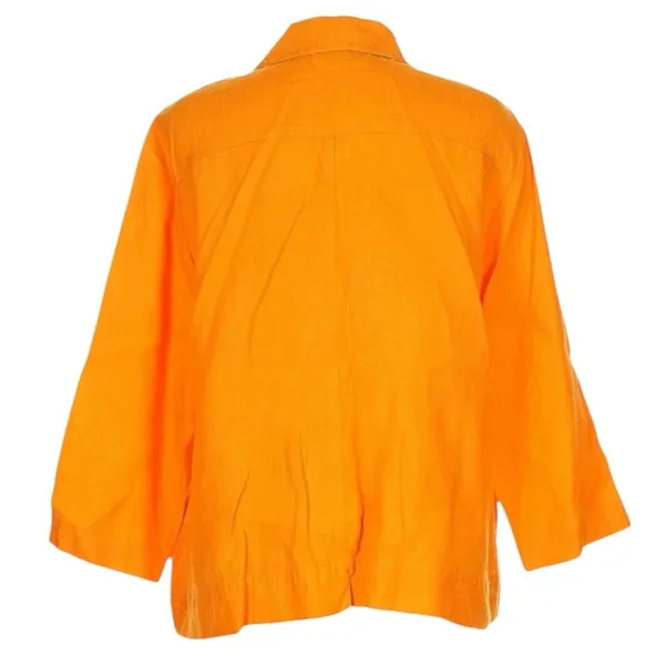 Flax by Jean Engelhart Orange Linen‎ Artsy Lagenlook Lightweight Jacket Size M - Image 5