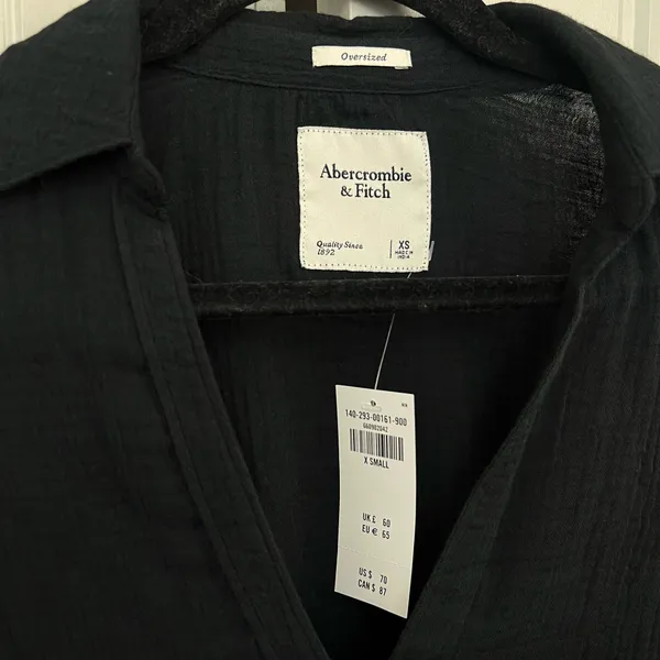 Abercrombie & Fitch Long Sleeve Oversized Tie-Front Gauzy Shirt - Image 3