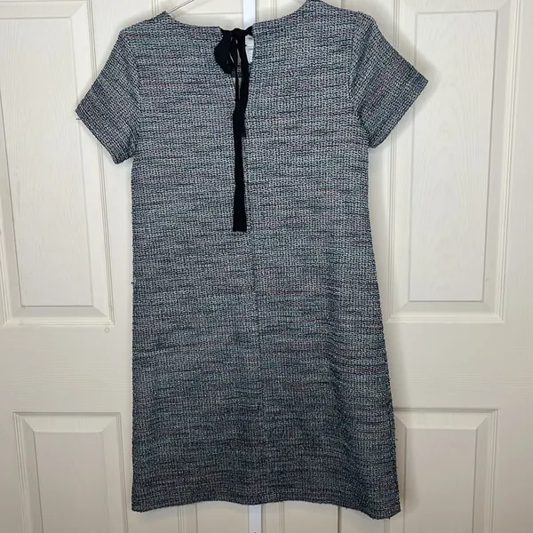 LOFT Blue Multi Tweed Sheath Dress Short Sleeve Pockets Size 0 - Image 7