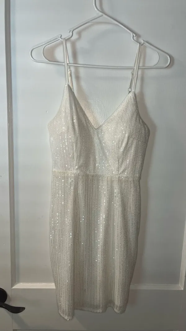 White Sequin Lulus Dress - Image 2