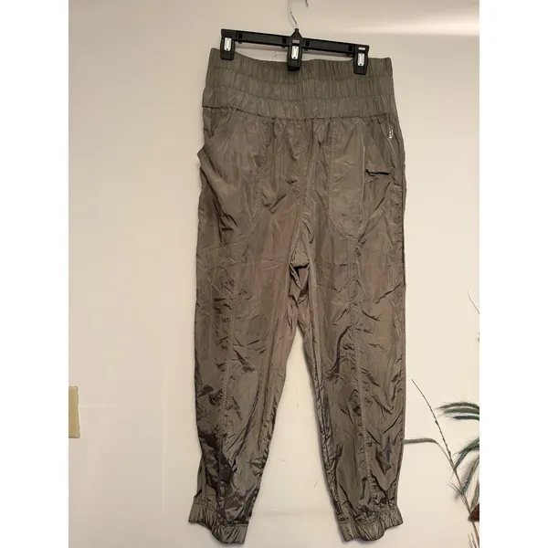 FP Movement‎ Women's Jogger Pants Olive Green Smocked Waist Lightweight size L - Image 2