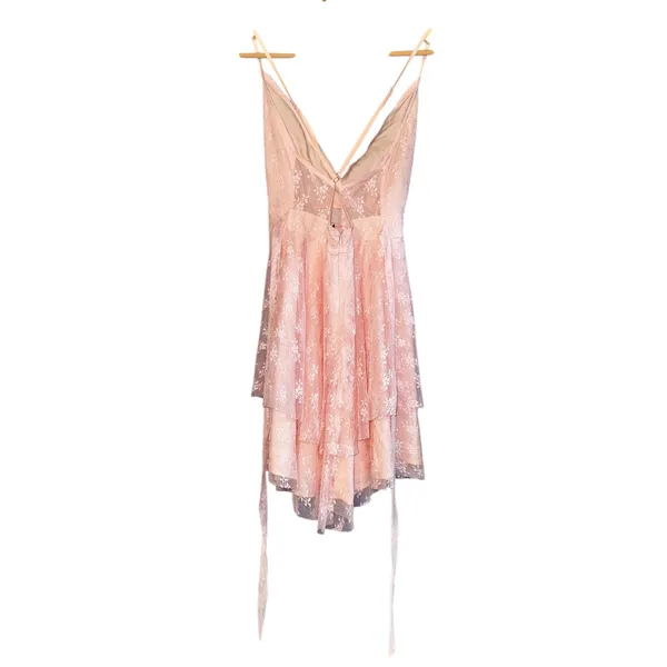 SBerto‎ Lace Tiered Babydoll Mini Dress Fairy Ethereal Women's Small Y2K Ballet - Image 5