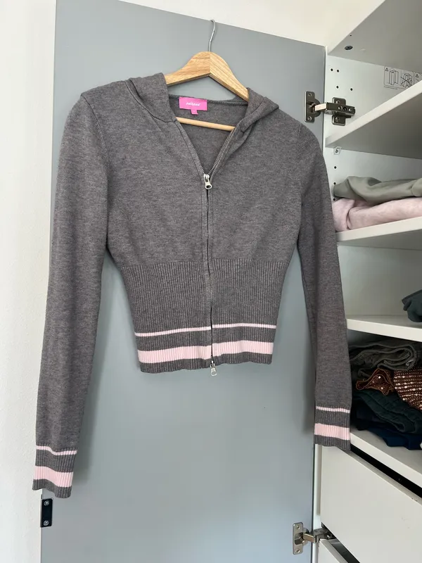 Edikted Kaliya Stripey Knit Zip Up Hoodie - Image 5