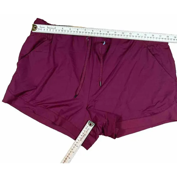Avia‎ Women Running Athletic Gym Shorts XL Burgundy Mesh Hem Pockets Drawstring - Image 5