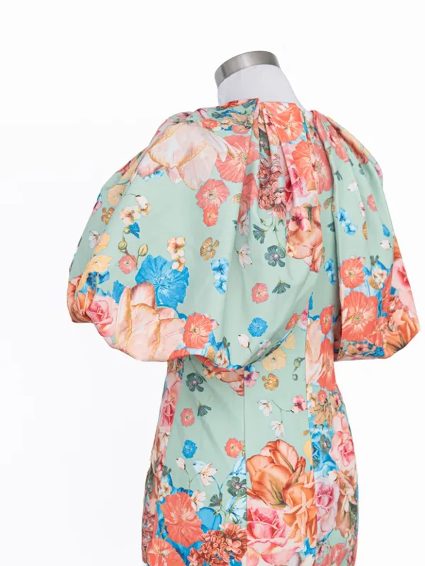 Jewel Badgley Mischka - Floral Puff-Sleeve Cocktail Dress - Image 9