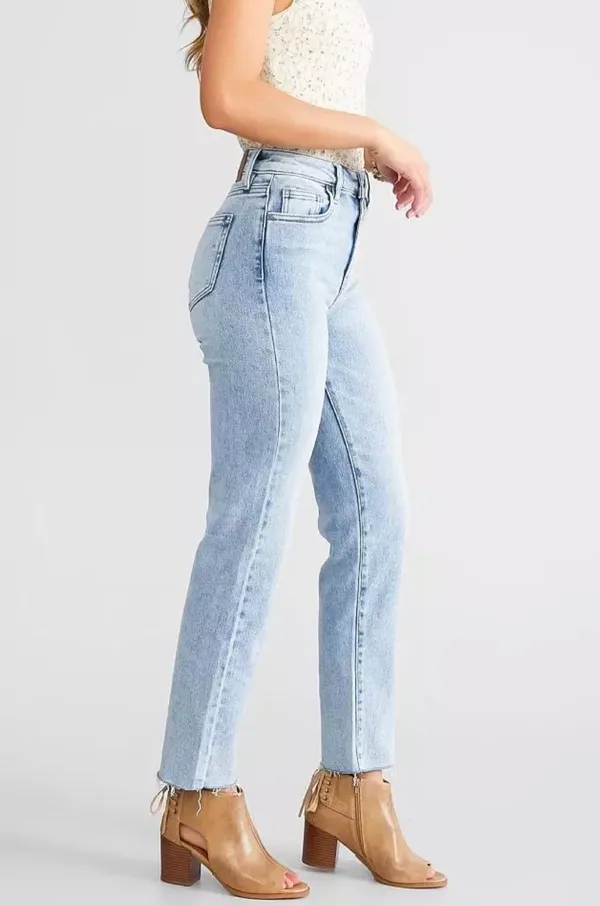 Buckle hidden straight leg jeans - Image 3