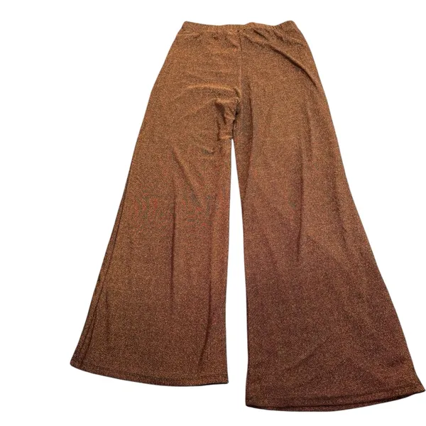 Lulus Size M Follow The Festivities High Rise Wide Leg Pants Copper Metallic NWT - Image 4