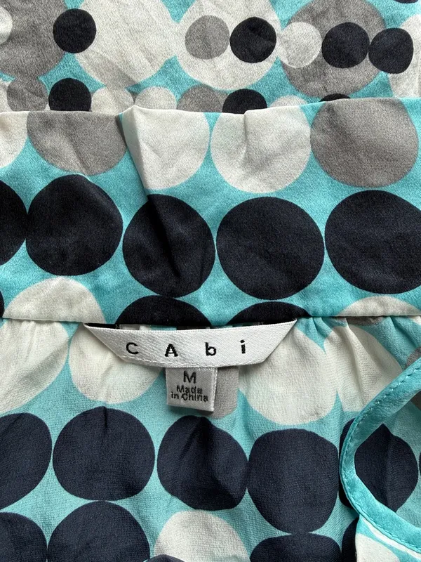 Cabi Aqua Black Abstract Print 100% Silk Square Neck Tank Top Size M - Image 3