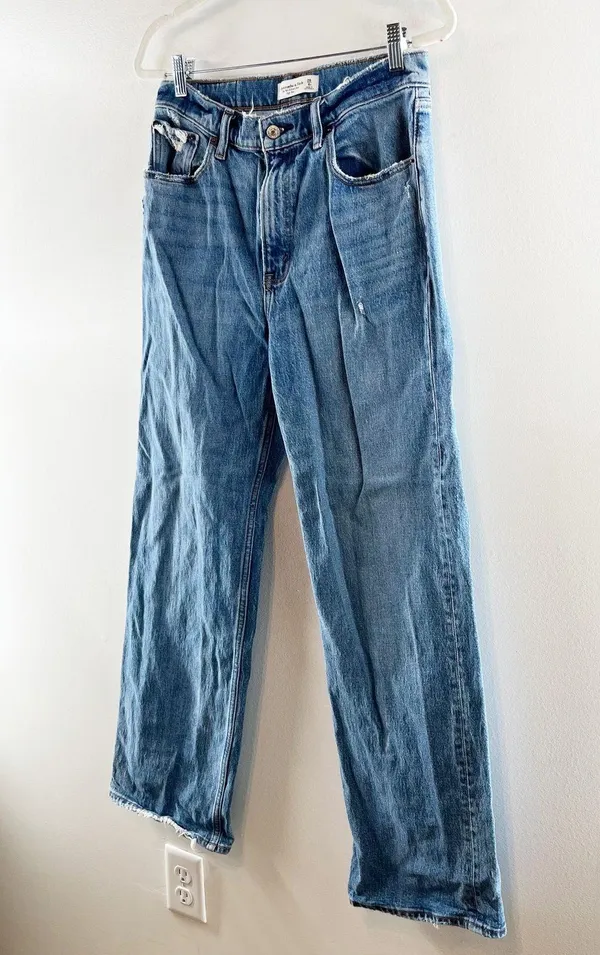 Abercrombie The 90's Relaxed Straight Leg Jeans High Rise Blue 6 / 28 - Image 8