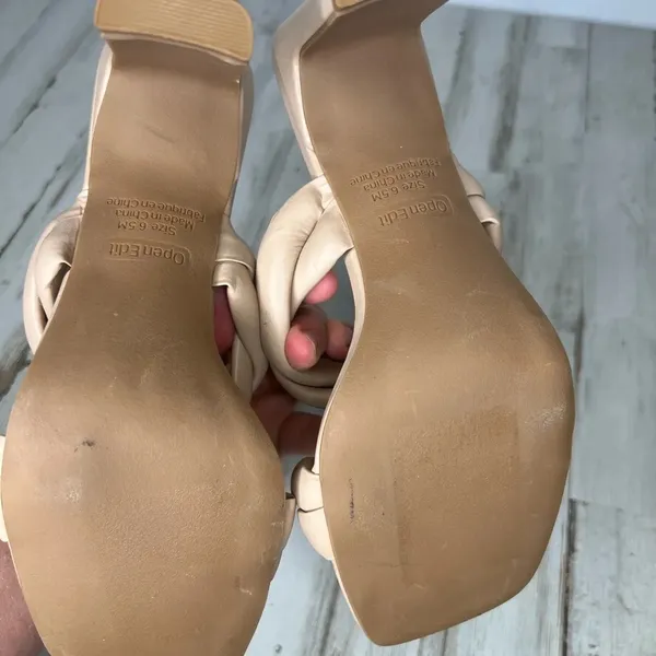 Open Edit Remmy Twist Heeled Sandals Women’s Size 6.5M Beige Heel Shoes - Image 10