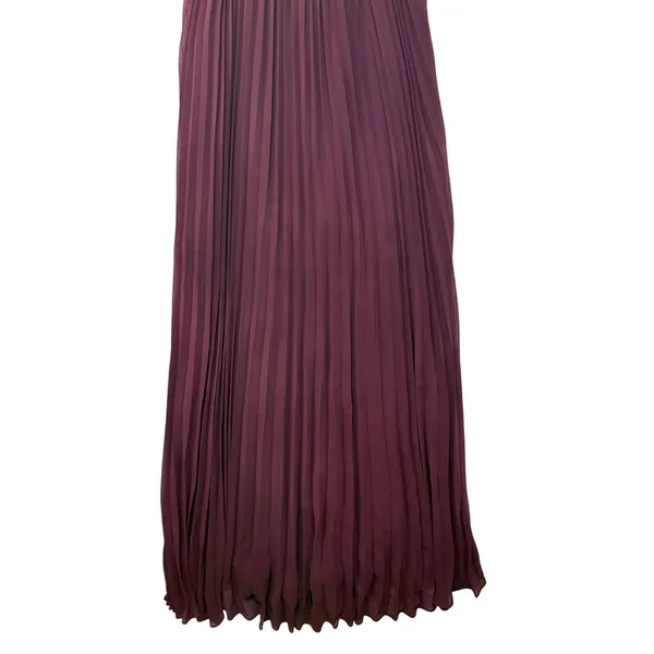 Ali‎ & Jay Burgundy Pleated Maxi Dress V-Neck Ladder Strap AJ9-672 Small - Image 5