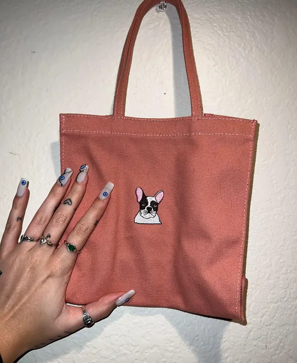 French Bulldog Mini Tote Pink - Image 2