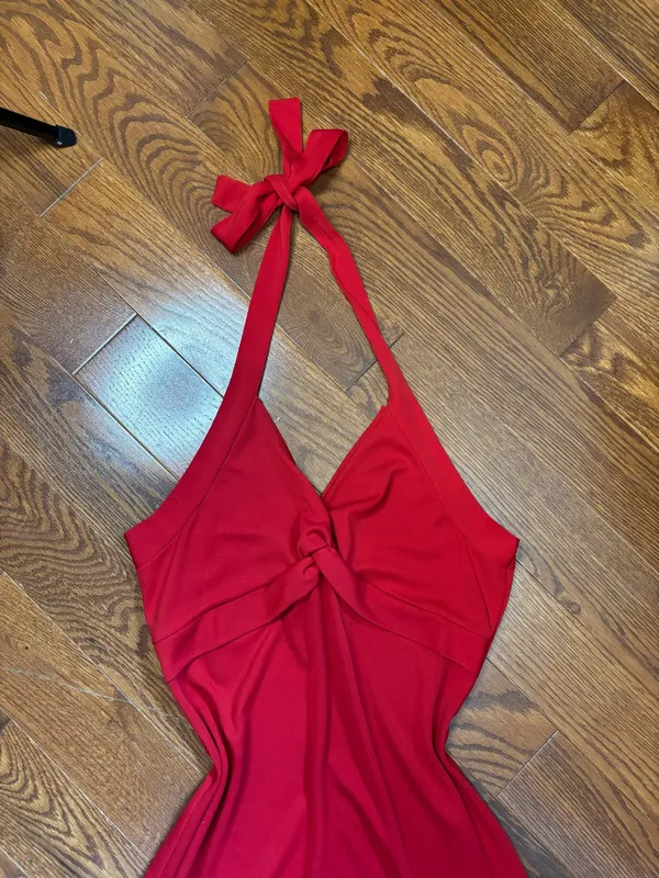 Y2K Perseption red halter neck knot red dress size M/S - Image 6