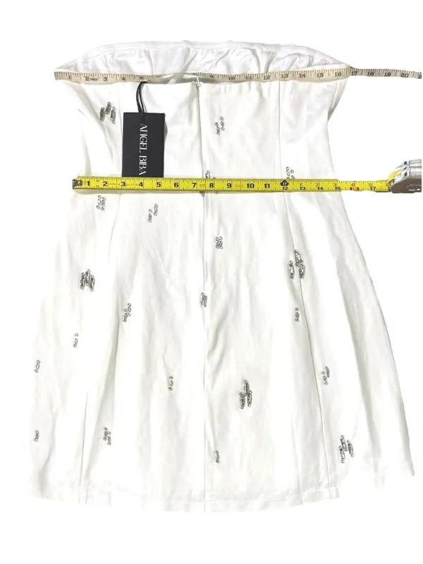 Angel Biba Astrid Mini Dress White Strapless Rhinestone Beaded NWT XL - Image 6