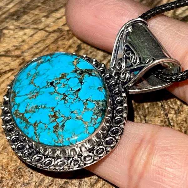 Blue Hubei Turquoise Pendant 1 1/2” - Image 11