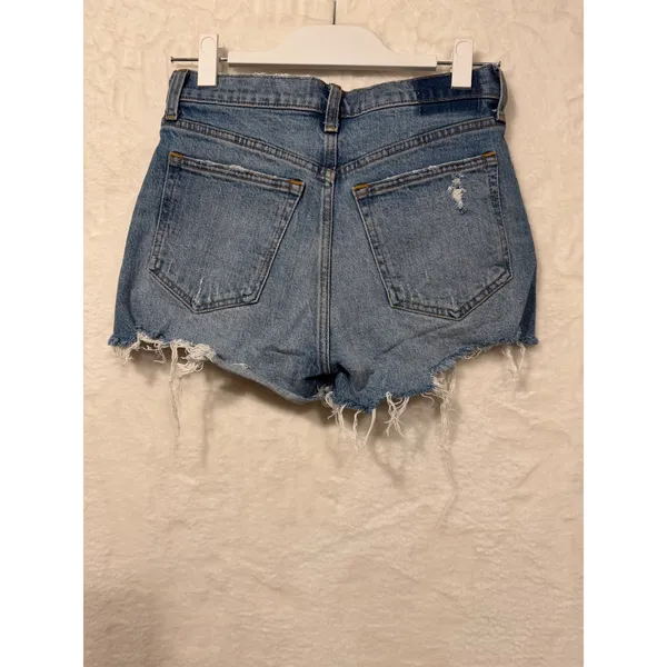 Abercrombie & Fitch Mom Short High Rise Distressed Denim Blue Womens Size 24 00‎ - Image 8