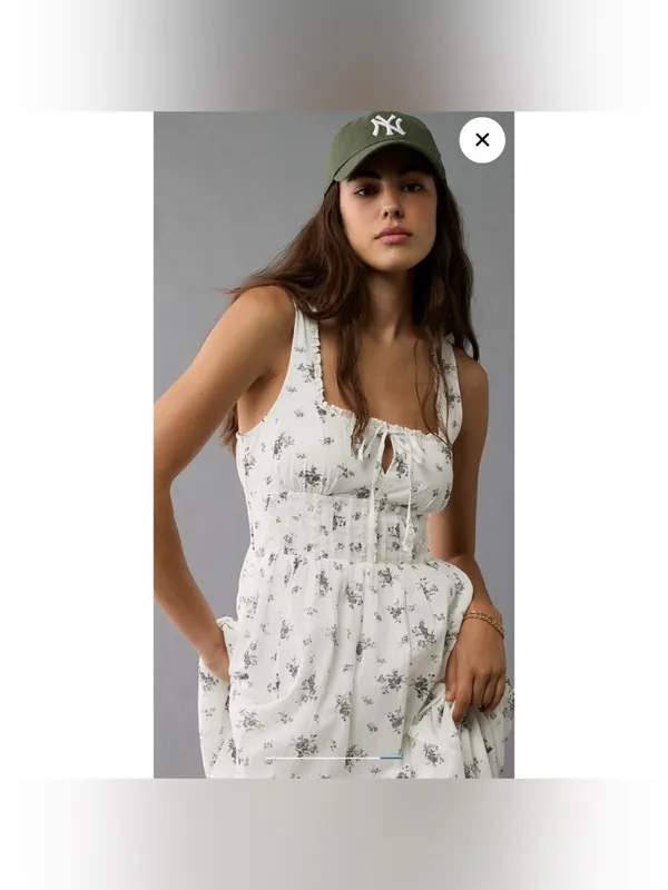 NWT AE Corset Floral Midi Dress White Medium American Eagle Maxi Sleeveless - Image 14