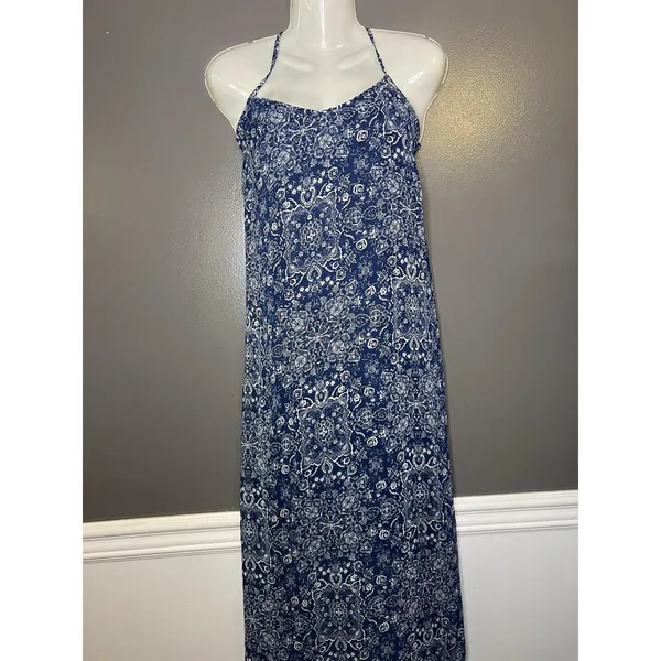 Lulus Dress Womens Medium Blue Paisley Slip Maxi Backless Strappy Sundress - Image 2