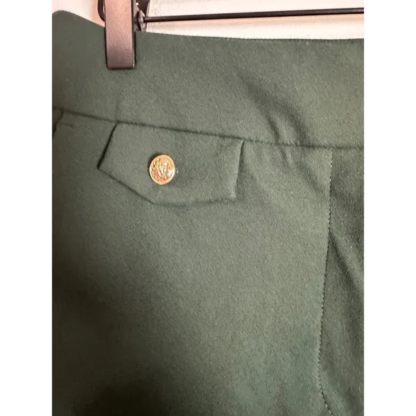 Rachel Zoe Hunter Green Slim Ankle Trousers Gold Button High Rise Pants 6‎ - Image 4