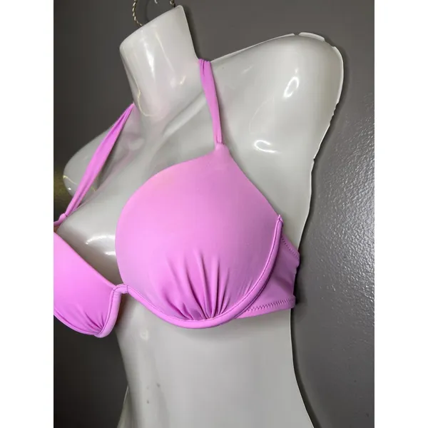Victoria's Secret Bikini Swim Top Womens 34B Pink Halter Underwire Padded - Image 3
