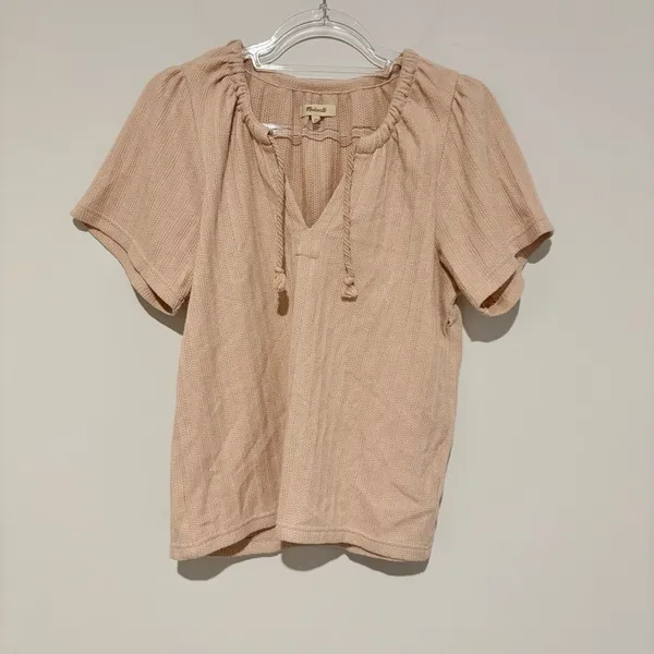 Madewell Pointelle Tie Neck Tunic Top Avalon Pink Size‎ XS - Image 2