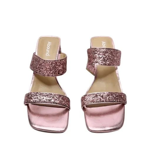 Abound‎ Mules Pink Glitter Block Heel Slide Sandals Square Toe Size 5 - Image 4